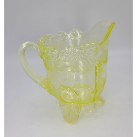 Antique Greentown Indiana Tumbler Vaseline Glass Creamer Dewey Pattern MINT - Picture 6 of 9